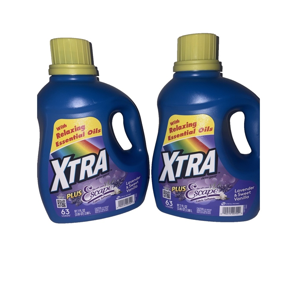 (2)  Xtra Plus Scent of Escape, Lavender & Sweet Vanilla, 63 Loads Liquid